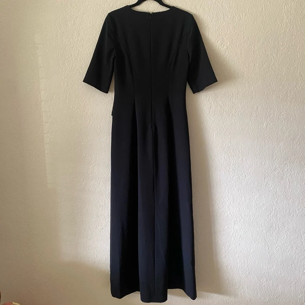 Kay Unger Davina Maxi Walk Through Jumpsuit Size 4 Black Classic Black Elegant